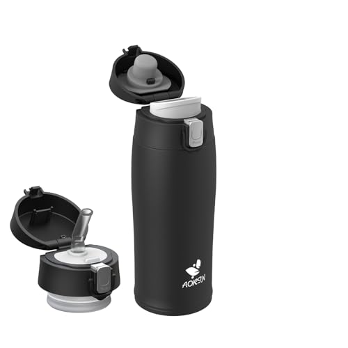 AORIN Borraccia Termica, Borraccia in Acciaio Inox 18/8, 350ml Borraccia Bambini, Bottiglia Termica Senza BPA e Perdite,...