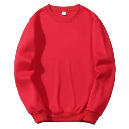 Men's Round Neck Pullover Sweater Spring Warm and Comfortable Casual Loose Large Size Sweater XXL XXL#Red