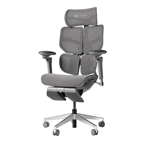 HINOMI X2 Pro Premium Ergonomic Office Chair Comfortable Mesh Computer Chair with Adjustable Lumbar Support Reclining Swivel Desk Chair Retractable Legrest & Headrest for Home Office (Gray)