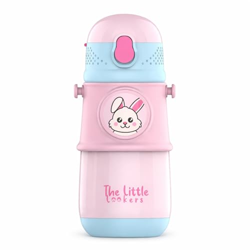 Image of THE LITTLE LOOKERS Stainless Steel Hot & Cold Sipper Bottle for Kids | 300 Milliliters | Rust-Proof | BPA-Free | Double-Wall Vacuum Insulation Water Bottle | Ideal for School and Travel | Pink