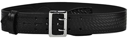 Tactical 365 Operation First Response Police & Security Black Leather Duty Sam Browne Basketweave Belt Made in the USA (30, Nickel)