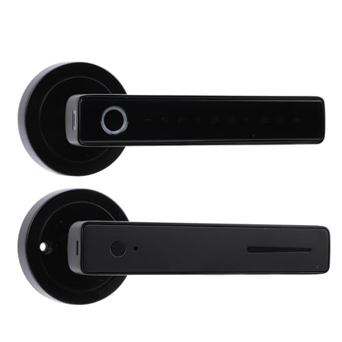 Fingerprint Keypad Door Handle Lock, Quick Recognition, 50 Sets Fingerprint Storage, Voice Assistant, Tuya App Connection, for Office Home Bedroom