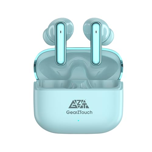 Image of GZTouch CYBER PODS in-Ear Earbuds with Quad Mic ANC for Clear Calls, 50Hrs+ Battery, Premium Glossy, Fast Charging & Fast Pairing, Low Latency Gaming TWS, IPX5, Bluetooth v5.3, 12mm Drivers - Blue