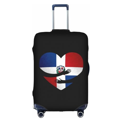 Travel Luggage Cover Dominican Republic Flag Heart Fashion Washable Baggage Suitcase Protector Fit For Luggage Small