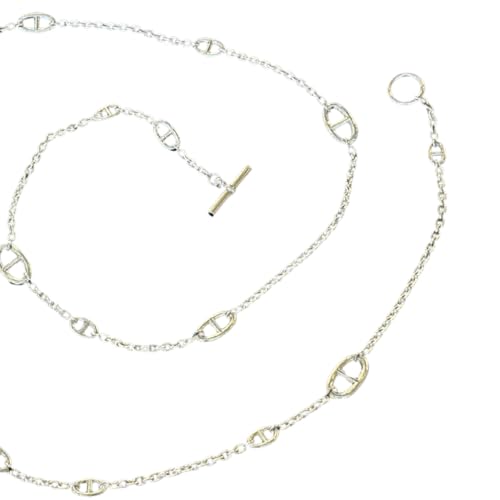 Silver Necklace for Women – Stylish Statement Necklace with Unique T-Buckle, Elegant Silver Jewelry Chain