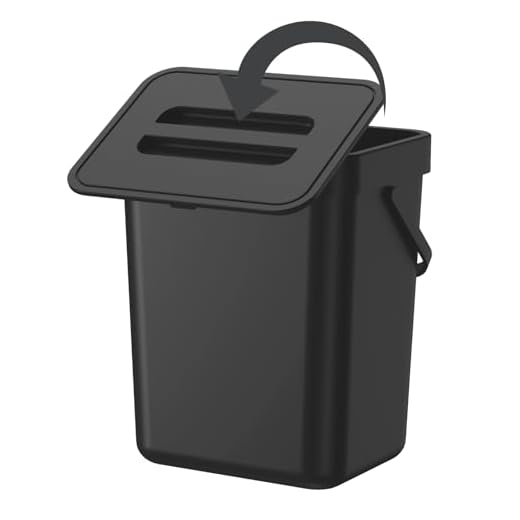 CXGFVRE Compost Bin Kitchen, for use on Countertops or Under Sinks, Hanging Trash Can with Lid, for Cupboard/Bathroom/Bedroom/Office/Camping, Mountable Indoor Compost Bucket(Black 0.8 Gallon/3L)