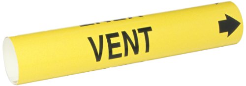 Marqueur de tuyau enroulé Brady 4148-C jaune avec marquage noir légende Vent