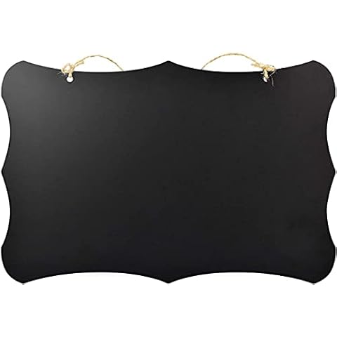 FEIGO Kreidetafeln Doppelseitigen, Schiefertafel mit Juteschnur Holztafeln Wellenförmiges Memotafel zum Aufhängen für Büro, Bar, Hochzeit, Schilder, Restaurant, Einkaufsliste, Küche Schwarz Cover