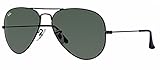 Ray-Ban Original Piloten Sonnenbrille Aviator RB3025 (Rahmen: Black/Gläser: G15 Dunkel Grau-Grün)