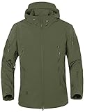 TACVASEN Wanderjacke Herren Wasserdicht Outdoorjacke Gefüttert Softshelljacke Winter Wanderjacke Camping Jacke Warm Angeljacke Grün