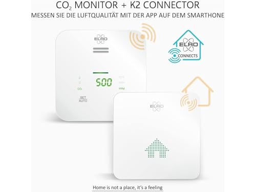 ELRO Connects SF500CO2 Smart WiFi CO2 Meter Kit - Komplettset mit koppelbarem Luftqualitätsmessgerät + K2 Connector