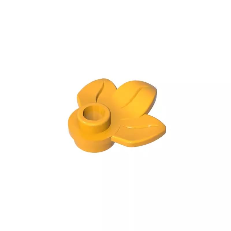 32607 Ornaments Plant, Plate 1x1 Round with 3 Leaves 50 Pieces GDS-1576 Compatible with Lego Building Blocks Color:Bright Light Orange โ image 1