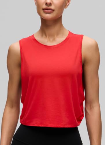 Image of CRZ YOGA Pima Cotton Dropped Armhole Tank | Workout, Naturally Soft, Loose Fit, Crop, Crewneck, Knotted Sides, Sleeveless Tops for Women
