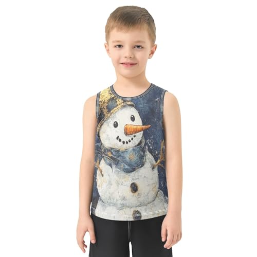 Boys Tank Top Shirts Retro Winter Snowman Sleeveless T-Shirts Crew Neck for Kids Clothing Children2