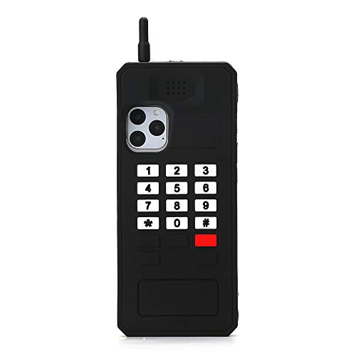 Retro Phone Case for iPhone 11 Pro Max,Awin Case 3D Cute Cartoon Kids Girls Women Retro Telephone Shape Soft Rubber Silicone Phone Case for iPhone 11 Pro Max 6.5 inch (Black)