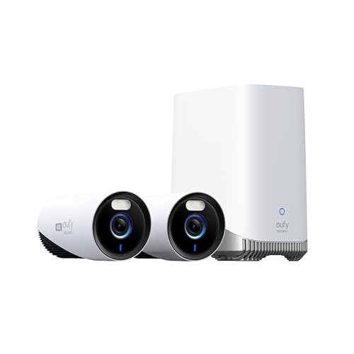 eufy Security eufyCam E330 (Profesional) con 2 cámaras 4K, grabación Continua, enchufable, NVR con Wi Fi, reconocimiento Facial por IA, 10 Canales, Almacenamiento Local, sin cuota mensual