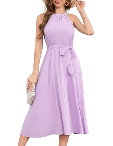 Bbonlinedress Women Halter Chiffon Wedding Bridesmaid Dress Cocktail Formal Sleeveless Prom Party Maxi Flowy Summer Dress
