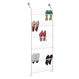 Amazon Basics Rangement à chaussures sur porte en métal, 18 paires, Blanc, 56 x 14 x 153 cm