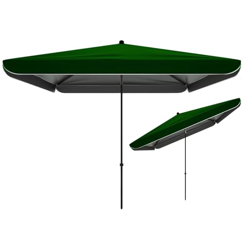 Parasol de Plage Protection UV50+ Inclinable avec Mât Portable pour Terrasse et Marché