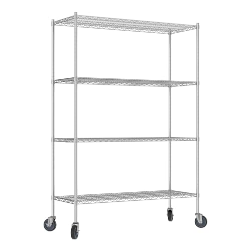 QUIET BOOK Commercial NSF Listed Chrome Mobile Wire Shelving Kit 21