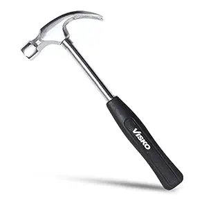 Visko Claw Hammer | 703 Steel Shaft 10.5 Straight Claw Hammer | 0.43 kg | Heat Treatment Drop-Forged Hammerhead for Pulling nails | Prying Boards | Demolition work | Multicolo