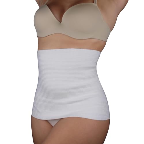 Leedya Fascia Lombare Supporto Schiena Elasticizzata 100% Made In Italy, Pancera Addominale Riscaldante per Mal Di Schiena - Pancera Post Operatoria in lana e cotone (Tg 4/M 76/90 Cm, Bianco)