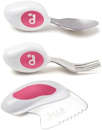 doddl 3-Piece Knife, Spoon and Fork Set - Learn to use Toddler Cutlery in Minutes, 1 Year Old & up, Baby-Led Weaning Supplies, Magenta