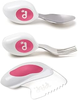 doddl 3-Piece Knife, Spoon and Fork Set - Learn to use Toddler Cutlery in Minutes, 1 Year Old & up, Baby-Led Weaning Supplies, Magenta