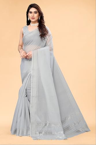 Image of Sidhidata Women's Kota Doria Cotton Manipuri Saree With Unstitched Blouse Piece (Rasbharii Free Size)