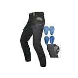 Motorrad-Schutzhose Gepanzerte Bikerjeans Verstellbare CE-Protektoren/Mehrere Taschen Verstärktes, Wasserdichtes Gewebe(Black,XX-Small)