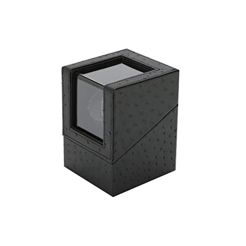 Preisvergleich Produktbild SPAQG Einzelner hölzerner Uhrenbeweger mit leisem Motor, Batteriestrom- oder Wechselstromadapter, Straußenhaut, Uhrenspeicher, Mini-Haushalt, 4,7 * 5 * 6,3 Zoll, einstellbares automatisches Uhrenkis