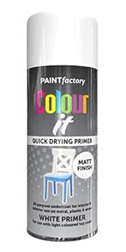 SuperGift.com White Primer All Purpose Aerosol Spray Paint 400ml Quick Drying Spray, Fast Dry and Excellent Coverage for Metal, Wood, Plastic and More by Diva Gift