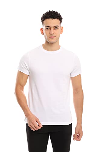 Mens Crew Neck T-Shirt (Slim Fit) | Cotton Rich Mens Tshirt (3/6 Pack) | Ultra Soft, Breathable (Made in Egypt)3