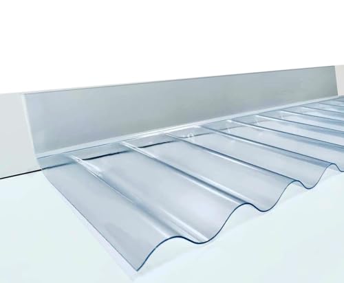 Wandanschluss-Profil für Lichtwellplatten mit Sinuswelle: Profil 76/18. Gesamtlänge ca. 70 cm - Schenkellängen ca 65 x 150 mm - sehr elastisch, somit an verschiedene Dachneigungen anpassbar