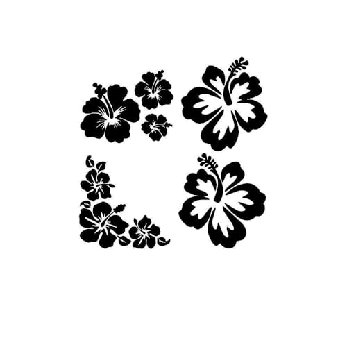 Autocollants de voiture à fleurs noir et argent de 42cm, stickers originaux