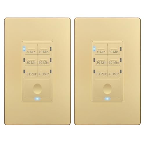 Image of ENERLITES 4-Hour Neutral Countdown Timer Switch for Fans, Gold, UL Listed