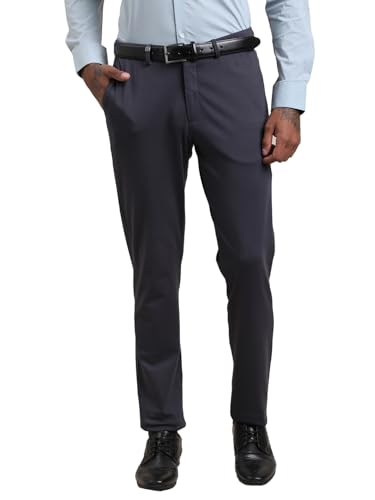 Pantalon de fête en tricot homme coupe ajustée devant plat noir