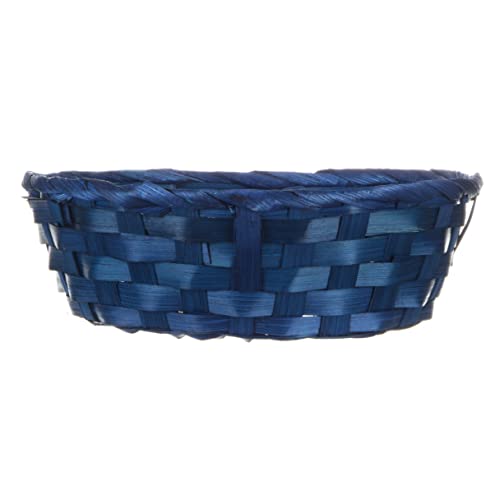 Whaqarimaska Food Baskets For Serving - Kitchen Organization Containers, Round Bamboo Basket - Storage Organizer For Pantry, Laundry Room, & Counter, Ideal For Fruit, Bread, & More - Pack Of 3, Blue #TOP1