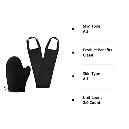 STEUGO 2 Pack Self Tanning Mitt Applicator Kit Black Self Tanner Mitt and Tanning Back Applicator, Self Tan Mitt, for Self Tanner, Ultra Soft