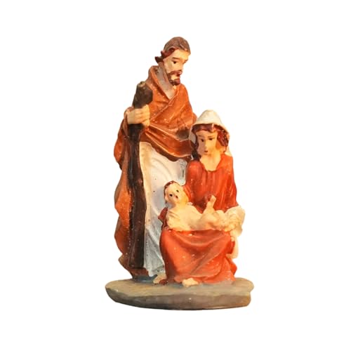 CVZQTE Figurines De Crèche Noël en Résine Ensemble La Sainte Famille avec Ânes Centre Table Décoration Maison Vacances Sculptures Scène La Nativité Noël