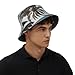 Beach and Palm Tree Print Bucket Hats Fashion Sun Cap Fisherman Hat for Women and Men Black