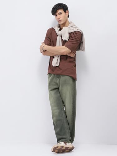 Image of Urbano Fashion Men's Loose Baggy Fit Heavy Washed Jeans Non-Stretchable