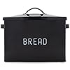 Nat & Jules Extra Large Black 15 x 10 Metal Farmhouse Bread Box - Holds Two Full Loaves