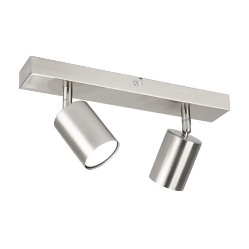Ketom GU10 Deckenstrahler LED, Deckenstrahler 2 Flammig, LED Deckenleuchte Schwenkbar, Mattes Nickel Deckenlampe Spot, Modern Strahler Deckenspot für Küche, Wohnzimmer, Schlafzimmer