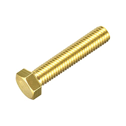 Image of uxcell Brass Hex Bolts, 1 /2-13x2-1 /2 1pcs Fully Thread Grade 4.8 Solid Brass Hexagon Head Bolt Machine Screws for Machinery