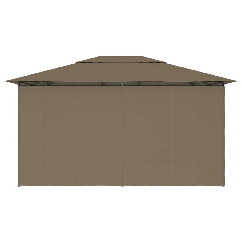 Carpa de jardín con cortinas, 4 x 3 m, color topo, 180 g/m², carpa de jardín con pared lateral y ventana, resistente a la intemperie, con mosquitera, ideal para barbacoas, terrazas, recepciones