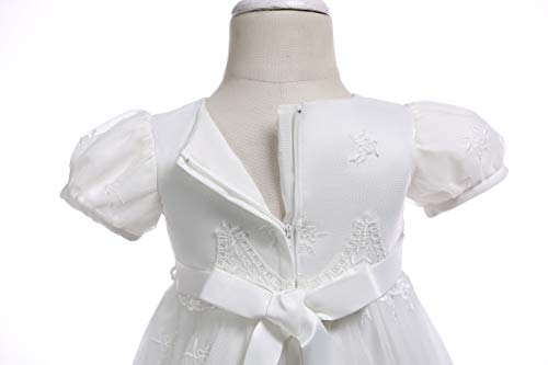 image for Glamulice Baby Girls Newborn Satin Christening Baptism Floral Embroide