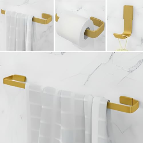 Kit Acessórios Para Banheiro Luxo 4 Peças Inox Dourado Gold