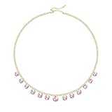 Vetieeimo Dainty - Gargantilla de tenis para mujer, color rosa y azul, circonita cúbica de imitación, cadena de 3 mm, Zirconia cúbica, Circonita cúbica