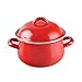 Małe obuuszne naczynie żaroodporne z pokrywką 1,3 l twardą powłoką emaliowaną, ceramiczną indukcją i bezpiecznym gazem (kolor: niebieski) (czerwony)
